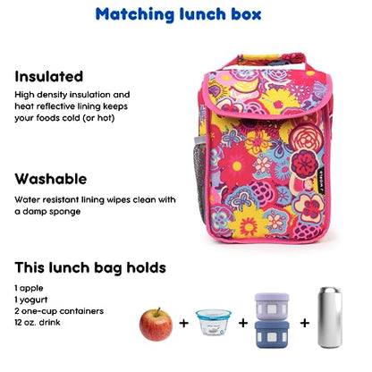 J World Lollipop Kids Rolling Backpack & Lunch Bag Set for Elementary School. Carry-On Suitcase with Wheels, Poppy Pansy - color: Poppy Pansy