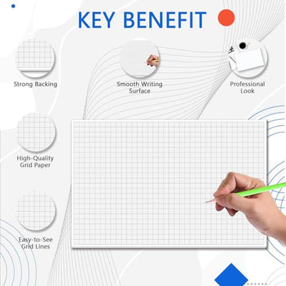 Graph Paper Pad - 30 Sheets/60 Pages, 24" x 36" Large Graph Paper 1" and 1/4" Ruled Grid Paper for Engineer Architect Designer Mathematician Draftsmen Sketch House Commercial Building Plan Drafting - color: Black