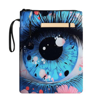 Padded Book Sleeve with Zipper & Front Pocket, Fabric Book Cover | Psychedelic Blue Eye Mystic11.4"x8.7" Washable Canvas Pouch for Hardcovers, Tablets & Reading Accessories - color: Psychedelic Blue Eye Mystic