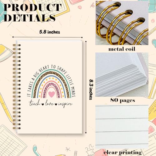 LRVSYUIN Teacher Spiral Notebooks for Women Men, Teacher Journal for Appreciation Gift, Thank You Gift for Teacher Coworker Boss - Teach Love Inspire (B09) - style: Rainbow Teach Love Inspire