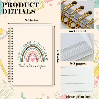 LRVSYUIN Teacher Spiral Notebooks for Women Men, Teacher Journal for Appreciation Gift, Thank You Gift for Teacher Coworker Boss - Teach Love Inspire (B09) - style: Rainbow Teach Love Inspire