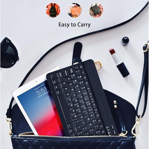 Bluetooth Keyboard Compatible with iPad 10th Generation, Rechargeable Portable 10 inch Wireless Keyboard for iPhone, iPad mini, Samsung Tablets Keyboards Ultra-Slim, Travel Office Computer Accessories - color: Black