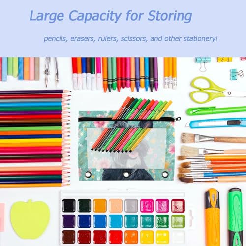 Studying 2 Pack Happy Scottish Terrier Flowers 3 Ring Binder Pencil Pouch Bags,Clear Window Zipper Storage Case for Boys Girls School Office Supplies Cosmetics Organizers - color: Multi-scottish Terrier