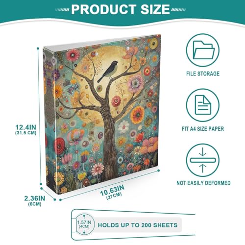 Tree of Life 3 Ring Binder 1.5 inch Binders Three Ring Binders with Clipboard Hold 200 Sheets for Office Supplies - color: Tree of Life