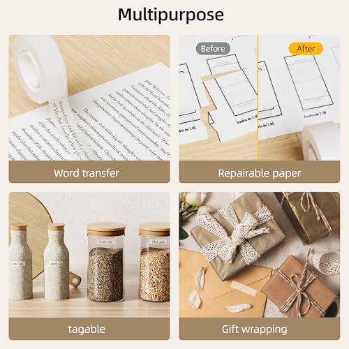 Stick UP Invisible Matte Tape Refill 6 Rolls, Clear Magic Adhesive Tape Bulk Hand Tearable for School Office Supplies Packing Repairing Scrapbook, Compatible with Tape Dispenser, 0.75in x 1000in