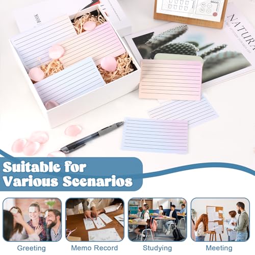 100 Pack Ruled Index Cards 3x5 Gradient Colored Index Cards Heavy Weight Note Cards 180gsm Flashcards Double Sided Notecards Lined Recipe Cards for Studying Drawing
