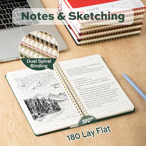 deli Dark GreenLined Spiral Journal Notebook, 160 Pages, A5 (5.5"x8") Hardcover Writing Notebook, College Ruled Spiral Bound Journal for Women & Men - Perfect for Work, School, Office & Note Taking - color: Dark Green