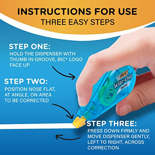 BIC Wite-Out Mini Correction Tape, White, No Dry Time, Long Lasting, 6-Count - color: Mini Tape, White