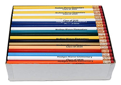 Pencil Guy Promotional Personalized Black Round Pencils | 144 to a box, Imprinted, 19 color(s) to choose from - color: Black, size: 1 Count (Pack of 144)