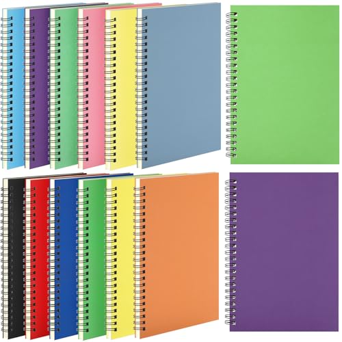 Leelosp 12 Pcs Small Spiral Notebook Lined Spiral Journal College Ruled Notebook Wire Bound Kraft Cover, 120 Pages for Work (Colorful,5 x 7 Inch) - color: Colorful, size: 5 x 7 inch