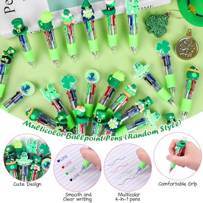 DIYASY 30 Pcs St. Patrick's Day Mini Multicolor Ballpoint Pens, St. Patrick's 4-in-1 Multicolored Retractable Pen Bulk Cute Pens Supplies - style: St. Patrick's 2