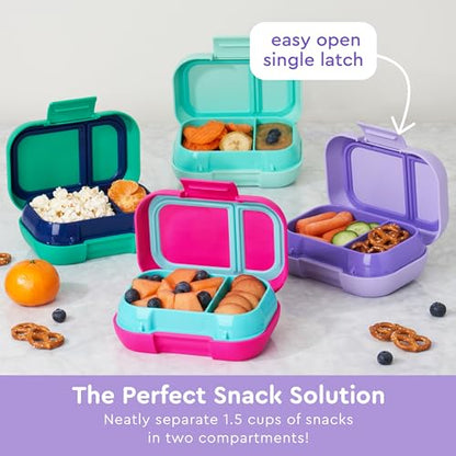 Bentgo Kids Snack Leak-Proof 2 Compartment Bento-Style Container | For Snacks & Small Meals, Easy-Open Latch, Dishwasher Safe, BPA-Free for School, Daycare, & Sports, Ages 3+ (Purple) - color: Purple