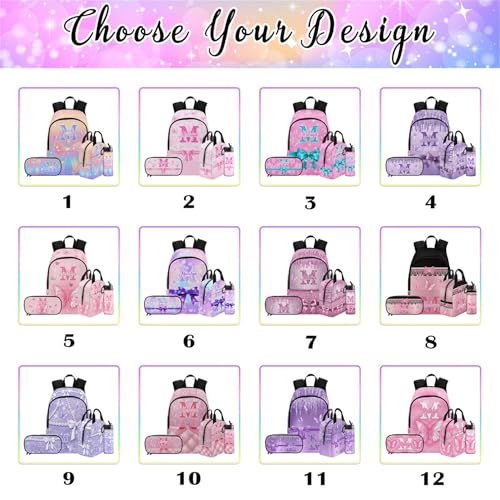 MyPupSocks Customize Girls Casual School Backpack for Kids, Personalized Shinning Glitter Monogram Schoolbag Shoulder Bag Custom Lunch Box Bag Travel Daypack for Students Boys Girls Back School Gifts - color: Multi 04