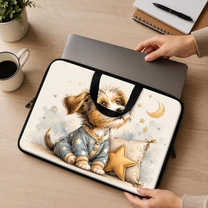 13 Inch Laptop Case Sleeve with Handle, Shockproof Slim Carrying Case | Soft Lining Computer Bag for MacBook Air 13 M3/M2/M1, MacBook Pro 13/14, iPad Pro 13 M4, Cute Terrier Puppy - color: Cute Terrier Puppy, size: 13-14 inch