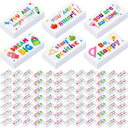 Resurhang 180 Pcs Erasers Bulk for Kids Inspirational Pencil Erasers Bulk for Drawing Motivational Big Eraser School Supplies for Classrooms Back to School Office (Motivational,White) - color: White, size: Motivational