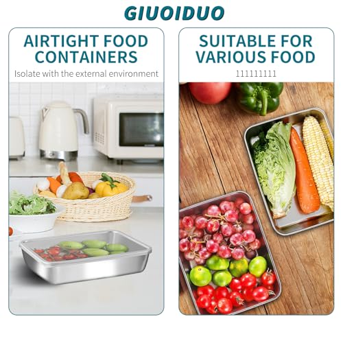 GIUOIDUO stainless steelFood Storage Containers setsstorage box with lidfreezer FrozenKitchen tray with lidOven plateSide dish plate Freezer & Dishwasher Safe - color: 3-Pack
