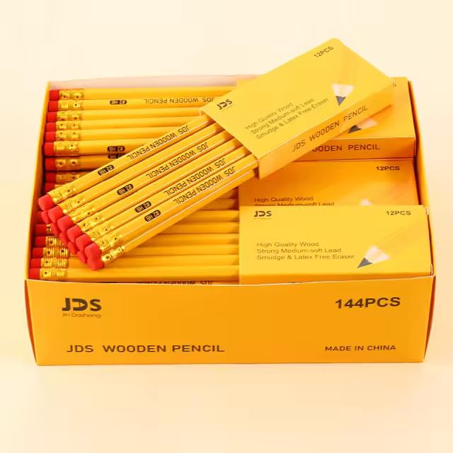 Pencils #2 HB Lead Woodcased Yellow Non Sharpened Hexagonal Shape Best For Schools Offices Teachers And Students Pack Of 12 Extra Strong Pencils With Eraser