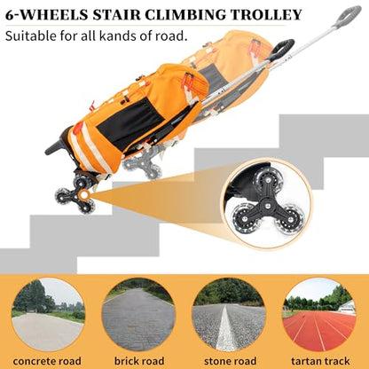 Backpack Trolley with Wheels, 6-Wheels Rolling Dolly Cart for Backpack, Luggage, Travel Hand Truck - size: 6 Wheels NO Edge