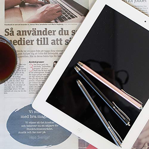 The Friendly Swede Stylus Pen for Touchscreen — 3-Pack 5.5" High Precision Stylus Pen with Replaceable Thin Tips, Elastic Lanyards & Screen Cleaning Cloth - Gold/Silver/Black - color: Gold/Silver/Black