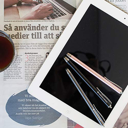 The Friendly Swede Stylus Pen for Touchscreen — 3-Pack 5.5" High Precision Stylus Pen with Replaceable Thin Tips, Elastic Lanyards & Screen Cleaning Cloth - Gold/Silver/Black - color: Gold/Silver/Black