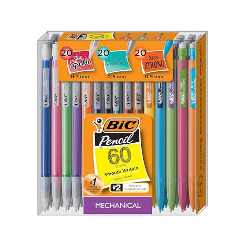 BIC Mechanical Pencils, Assorted Sizes, #2 Lead, 60/Pack (WX7TG026-BLK)