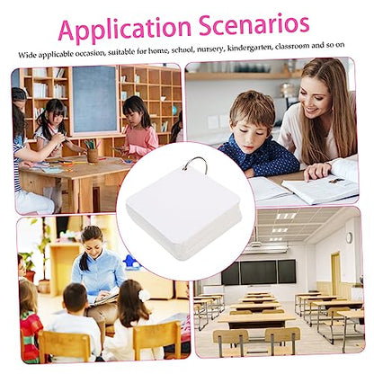 Tofficu 200 Pack Blank Flash Cards with Binder Rings Pre-Hole Punched Index Notecards for Studying DIY Memo Cards for School Learning and Office Use