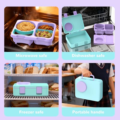 Bento Lunch Box for Kids Adult, Leakproof 3-4 Compartment Bento Box Set with Insulated Food Jar,Water Bottle, Lunch Bag, School Lunch Container for Toddler Teen Girls Boys Ages 3+(Gradient) - color: Gradient