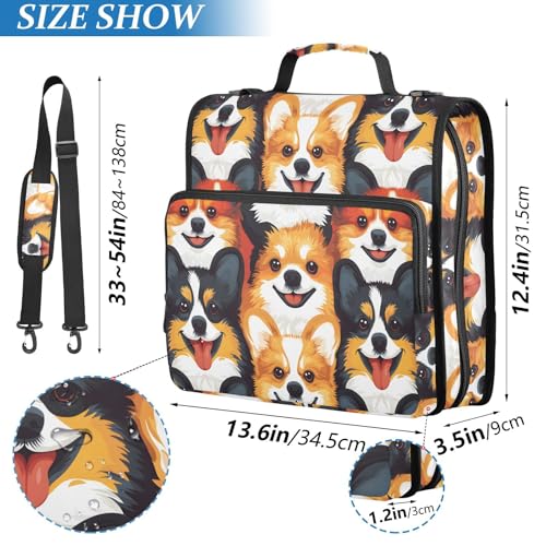 3 Ring Zipper Binder Cute Cartoon Dog Binders Bag with Shoulder Strap 500 Sheets Paper Organizer Trapper Keeper Documents Storage File Folder for School Office - color: A110