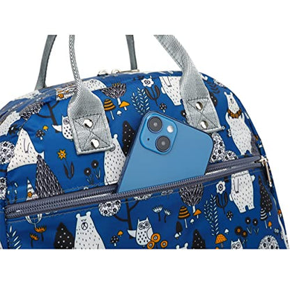 FlowFly Insulated Lunch Bag With Shoulder Strap for Women, Men, and Kids, Large and Reusable, Handle, Freezable Work and School Travel Tote and Meal Prep Organizer,Owl - color: Owl