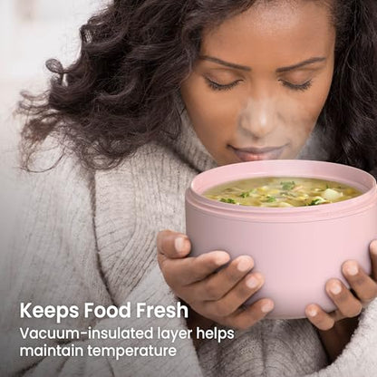 Bentgo Bowl - Insulated Leak-Resistant Bowl with Snack Compartment, Collapsible Utensils and Improved Easy-Grip Design for On-the-Go - Holds Soup, Rice, Cereal & More - BPA-Free, 21.2 oz (Blush) - color: Blush