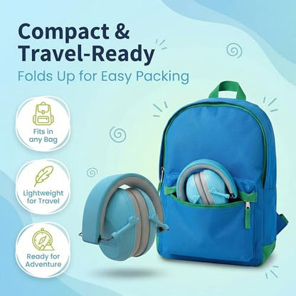 ISOtunes JUNIOR DEFENDER Noise Cancelling Headphones for Kids, 20 dB Kids Ear Protection Ear Muffs for Noise Reduction - color: Kids Blue