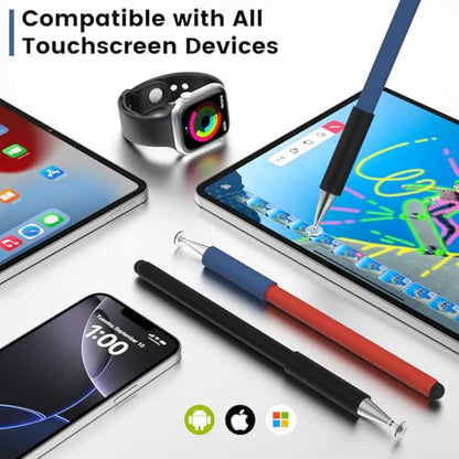 Stylus Pen for Touchscreen(3 Pcs), MEKO 2-in-1 Disc Universal Stylus Touch Screens Pens for Apple/iPhone/iPad/Android/Microsoft/Surface All Capacitive Touch Screens(Black & Red & Blue) - color: Black & Red & Blue