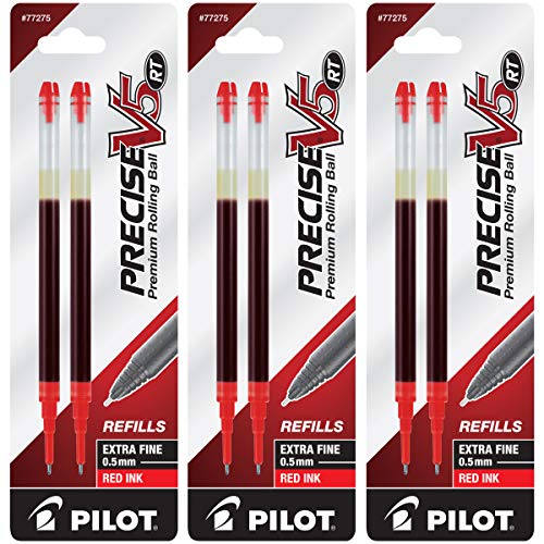 PILOT Precise V5 RT Liquid Ink Refill For Retractable Pens, Extra Fine Point (0.5mm) Red Ink, 6-Pack (14730) - color: Red, size: 1 Count (Pack of 6)
