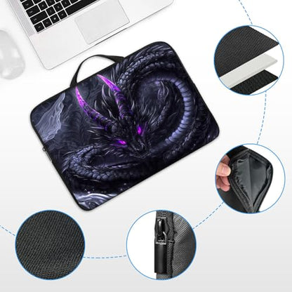 17 17.3 inch Laptop Sleeve with Handle, Black Dragon Water‑Resistant Laptop Carrying Case for HP 17.3 inch Laptop/HP Envy 17/Dell Inspiron 17/Lenovo Ideapad 17.3 - color: Black Dragon, size: 17-17.3 inch Devices