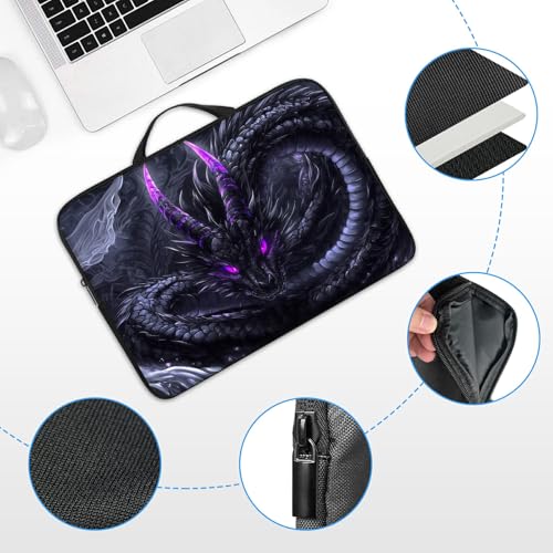10" Laptop Sleeve with Handle, Black Dragon Water‑Resistant Tabet Carrying Case for 11 inch iPad 2025/11" iPad Air M3/ 11" iPad Pro M5 M4/ 11" Galaxy Tab S9 S8 / Lenovo Tab M11 - color: Black Dragon, size: 10-11 inch Devices