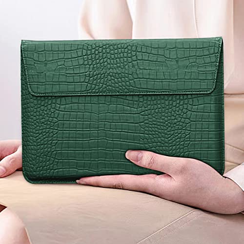 Laptop Sleeve 13-13.6 Inch Crocodile PU Leather Flip Case for 2016-2026 MacBook Neo 13 A18 Pro A3404 Air 13/13.6/ Pro 13 M5 M4 M3 M2 M1, for HP Dell Microsoft 13-13.6" Notebook, Green - color: Green