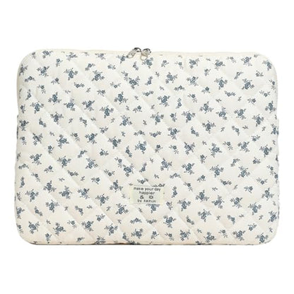 Cute Laptop Sleeve 13-15 inch Laptop Case Aesthetic Quilted Laptop Sleeve Computer Bag with Flower Printing for MacBook (Blue, 13inch) - color: Blue, size: 13inch