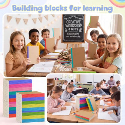 Handepo 100 Pack A5 Composition Notebooks Bulk 5"x8" Lined Kraft Soft Cover Journals, 60 Pages Bulk School Supplies for Students Classroom Office - color: Classic, size: A5