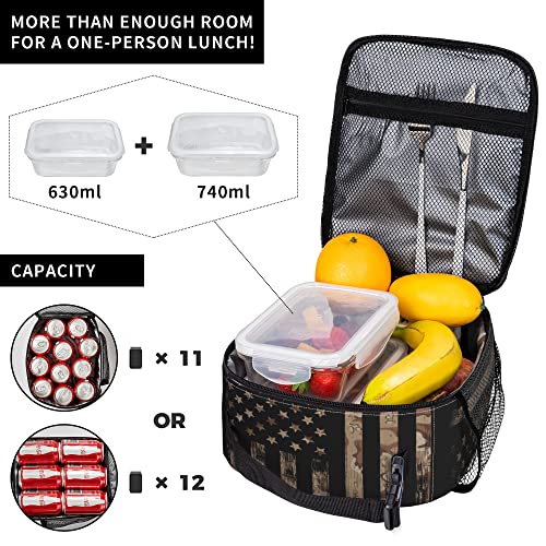 Boys Lunch Box for School Camouflage Flag Lunch Box for Men Kids Insulated Lunch Bag