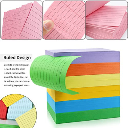 1200 Pieces Index Cards Ruled 3 x 5 Color Index Cards Bulk, Flash Cards, Study Cards, Note Cards for Learning School and Office Uses, 10 Colors