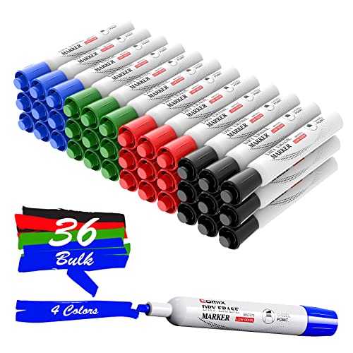 Comix Dry Erase Markers, Chisel Tip Whiteboard Markers, 36 Bulk 4 Assorted Color Low Odor Markers for Classroom, Teachers, Office, School Supplies - color: 36 Count 4 Assorted Colors