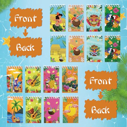 Boerni 8 Pcs Mini Hawaiian Spiral Notebook 3.9 x 2.4 Inch Hawaii Pocket Notepads Bulk Tropical Luau Journal Lined Memo Notes for Birthday Party Supplies School Student Teacher Classroom Reward
