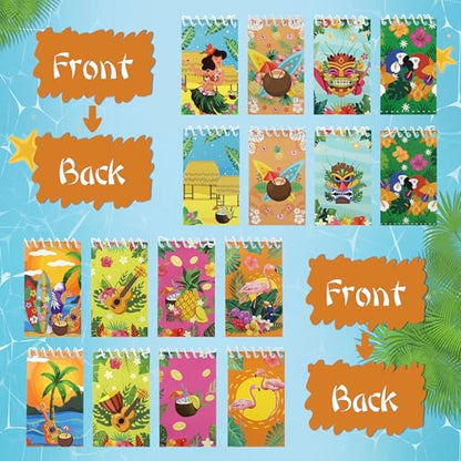 Boerni 8 Pcs Mini Hawaiian Spiral Notebook 3.9 x 2.4 Inch Hawaii Pocket Notepads Bulk Tropical Luau Journal Lined Memo Notes for Birthday Party Supplies School Student Teacher Classroom Reward