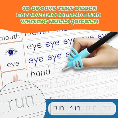 Magic Grooved Writing Practice for Kids, Reusable Grooved Workbook | Handwriting Practice for Kids Ages 3-8 - with Disappearing Ink, Letters Numbers & Tracing Books, Large Preschool Gift Set
