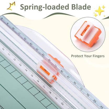 2 Set A4 Paper Cutter 12 Inch Titanium Paper Trimmer Scrapbooking Tool with 2pcs Replacement Blades with Automatic Safety Guard and Side Ruler for Craft Paper,Cardstock,Photo,Coupon, Label - color: Black+morandi(2 Set)