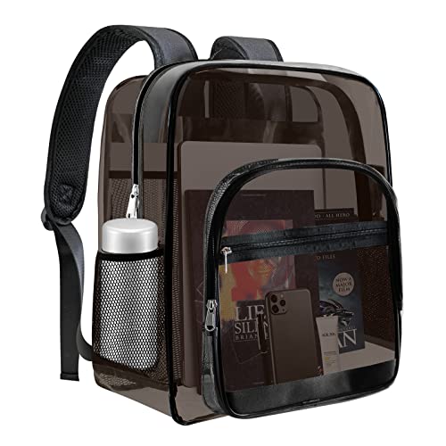 Clear Backpack,Sturdy Shape Heavy Duty Large Clear Backpack - color: A-black