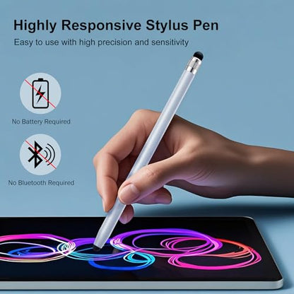 LINFANC 12Pcs Stylus Pen for Touchscreen, 2-in-1 High Precision & Sensitivity Stylus Pen for iPad/iPhone/Android Smartphones and Tablets Compatible with All Touch Screens