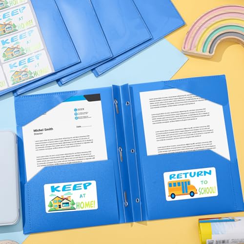 Henoyso 24 Set Take Home Folders with Clear Front Pocket, School-to-Home Communication Folder Bulk for Back to School Classroom, Heavy Duty Plastic Parent-Teacher Homework Folders (Blue) - color: Blue