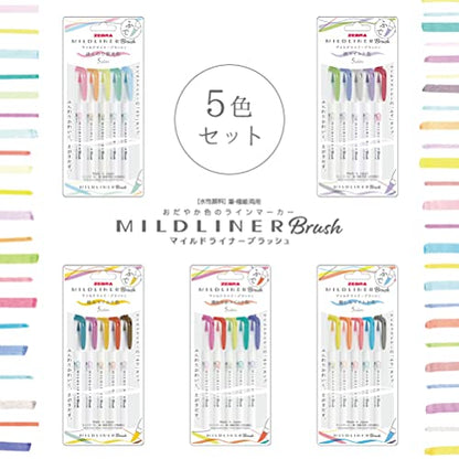 Zebra WFT8-N-5C-N Mildliner Highlighter, Mild Colour, Set of 5