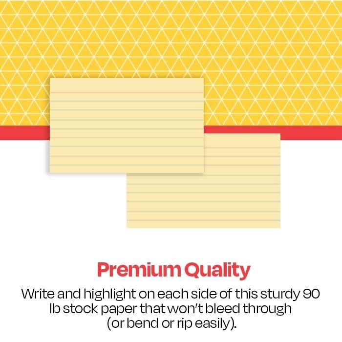 School Smart Ruled Index Cards, 5 x 8 Inches, Canary, Pack of 100 - color: Canary, size: 5 x 8 Inches